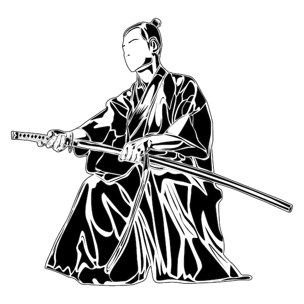 samurai beweging silhouet afbeelding geschikt voor tshirt ontwerp logo onderwijs en meer