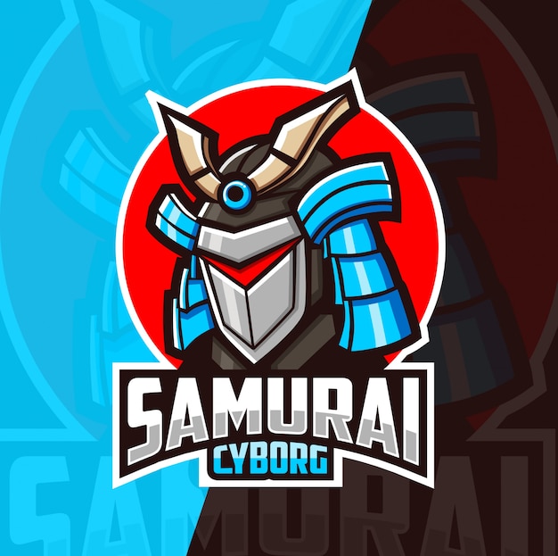 Samurai cyborg mascotte esport logo ontwerp