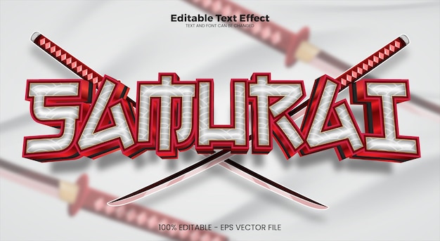 Samurai Editable text effect in modern trend style