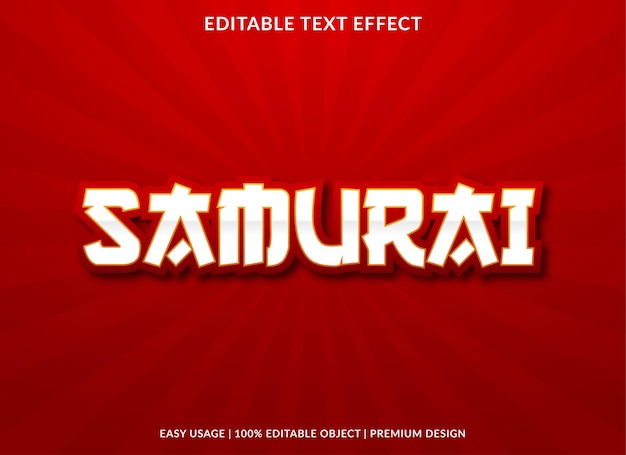 Samurai editable text effect template premium style