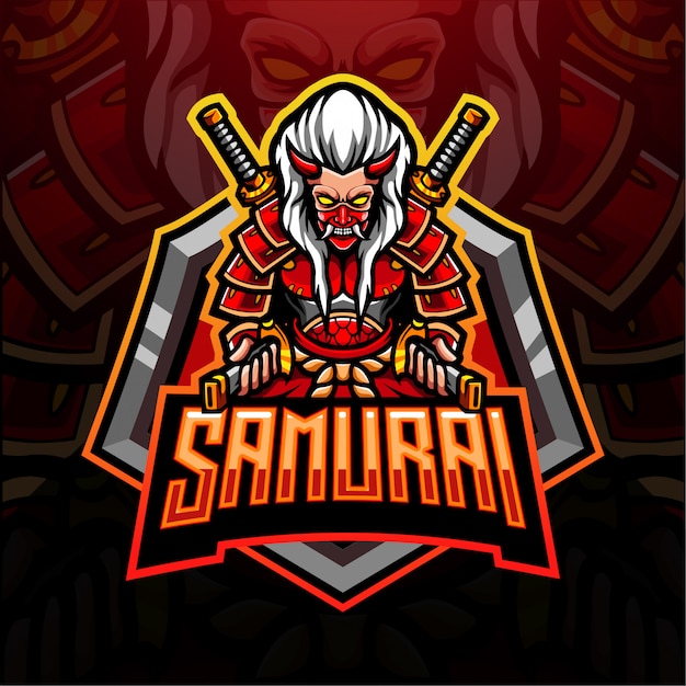 Samurai esport logo mascotte ontwerp