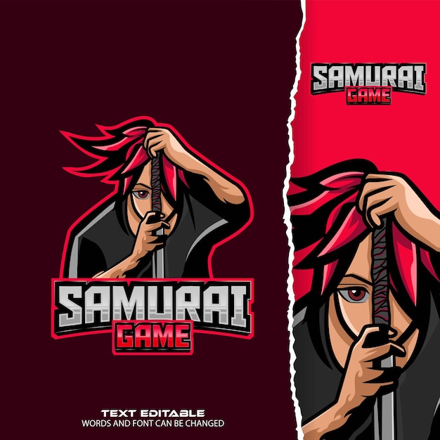 Samurai esport logo premium vector