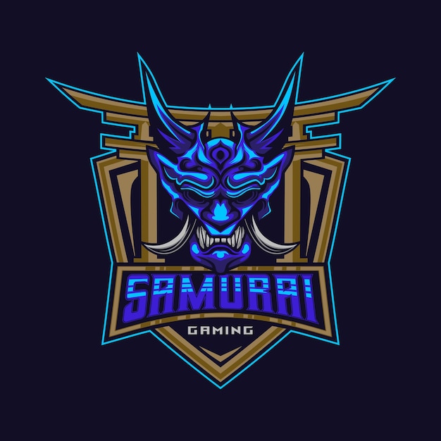 Samurai esport logo ronin samurai face mask дизайн логотипа векторный шаблон символа иконки