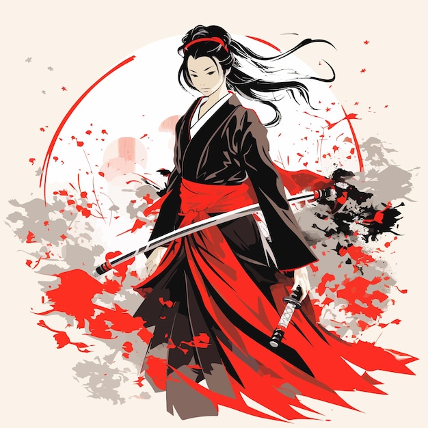 Vector samurai geisha vector art