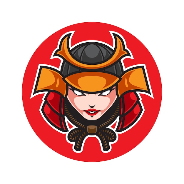 Logo della mascotta sportiva da ragazza samurai