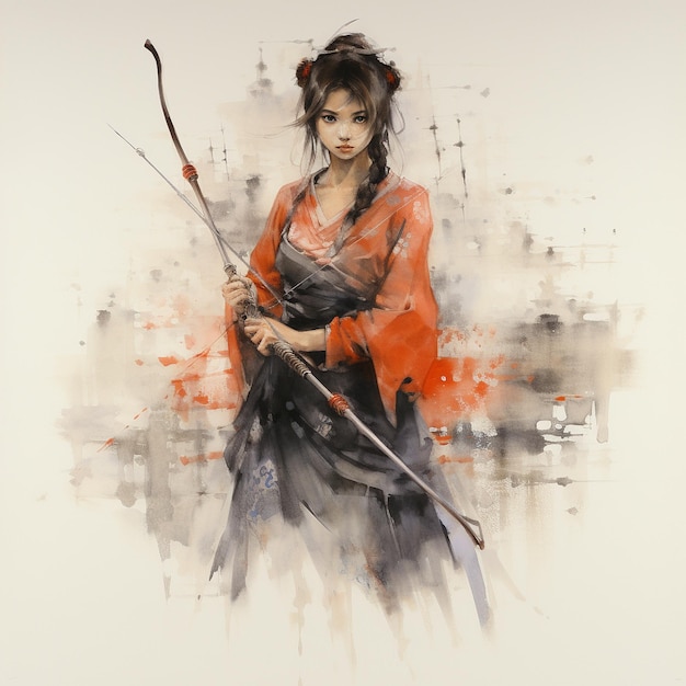 Vector samurai girl