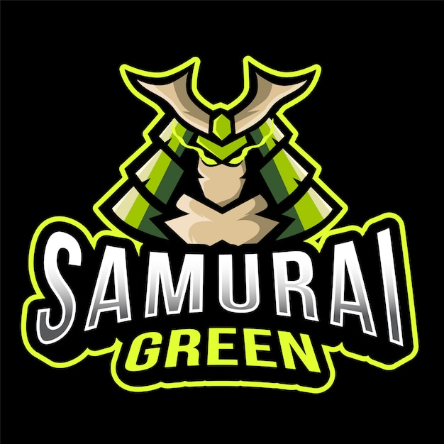 ベクトル samurai green esportロゴのテンプレート