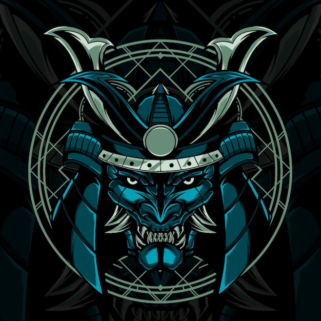 Samurai Head Design Vector Illustration