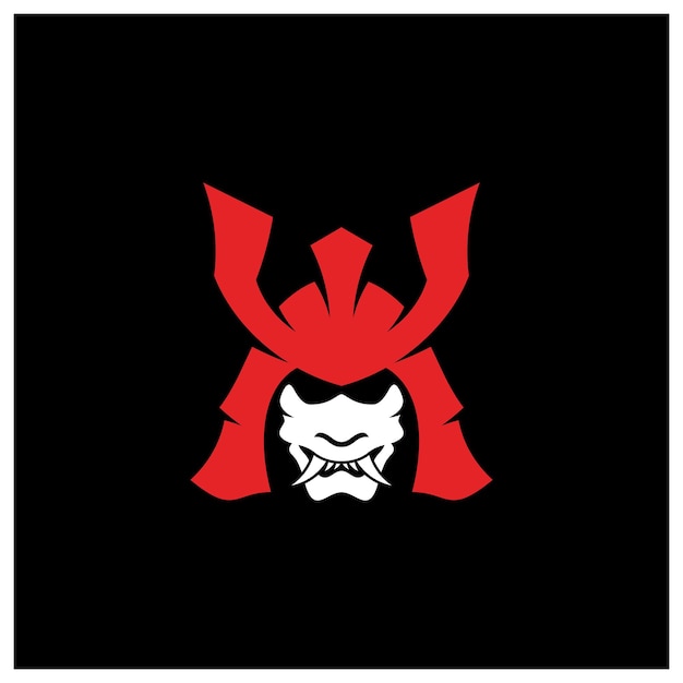 Vettore di progettazione del logo della testa del samurai modello del logo del guerriero samurai