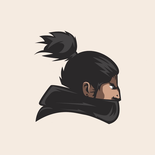 samurai head mascot gaming esport logo