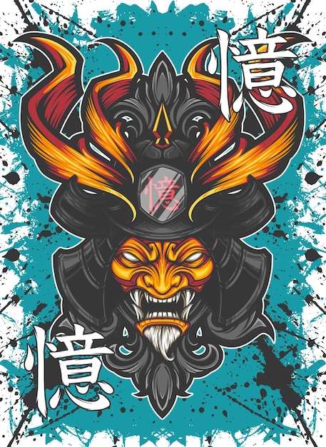 Illustrazione vettoriale del logo della mascotte della testa del samurai