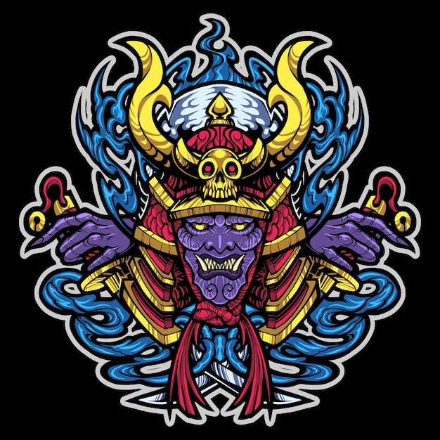 Logo della mascotte della testa del samurai