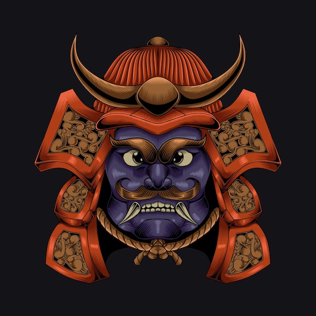 Самурайский шлем в древнем стиле персонаж иллюстрации