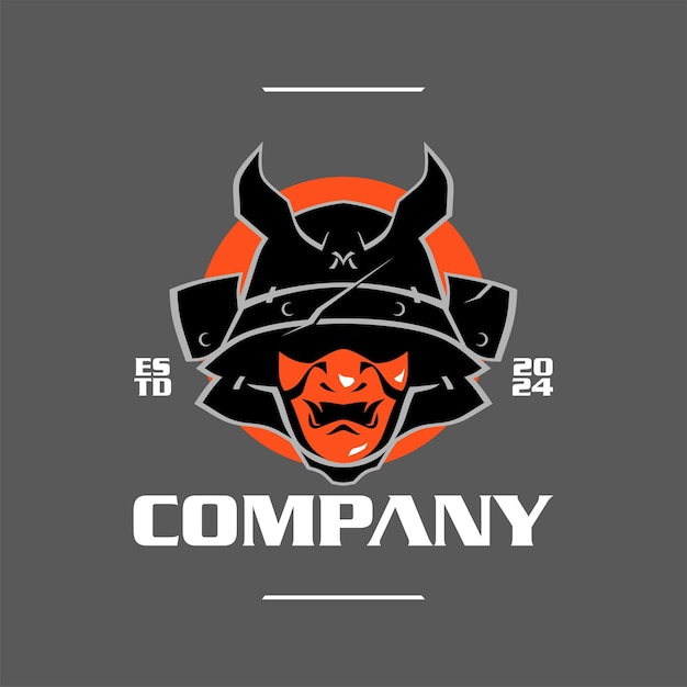 samurai helmet vector logo illustration