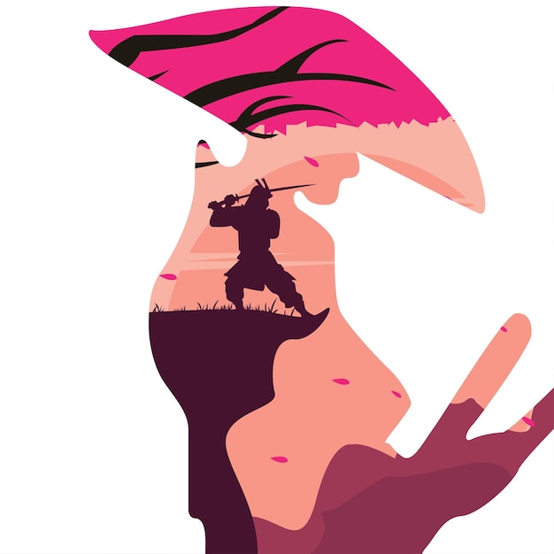 samurai illustratie vector logo