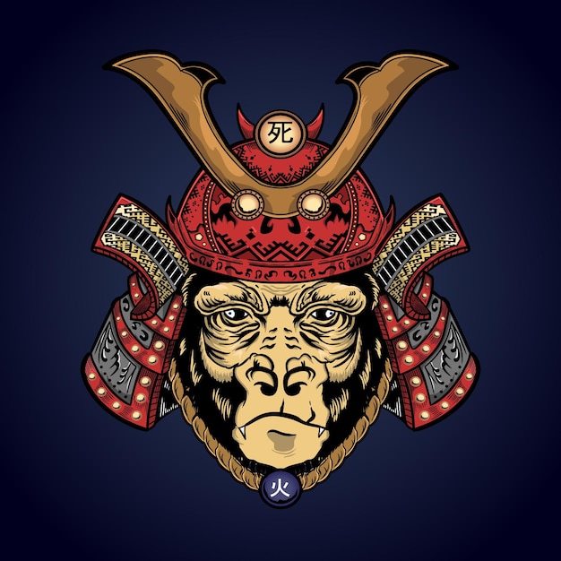 Vector samurai kingkong art illustration drawing t shirt design