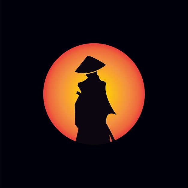 samurai krijger japan logo sjabloon pictogram samurai zwaard