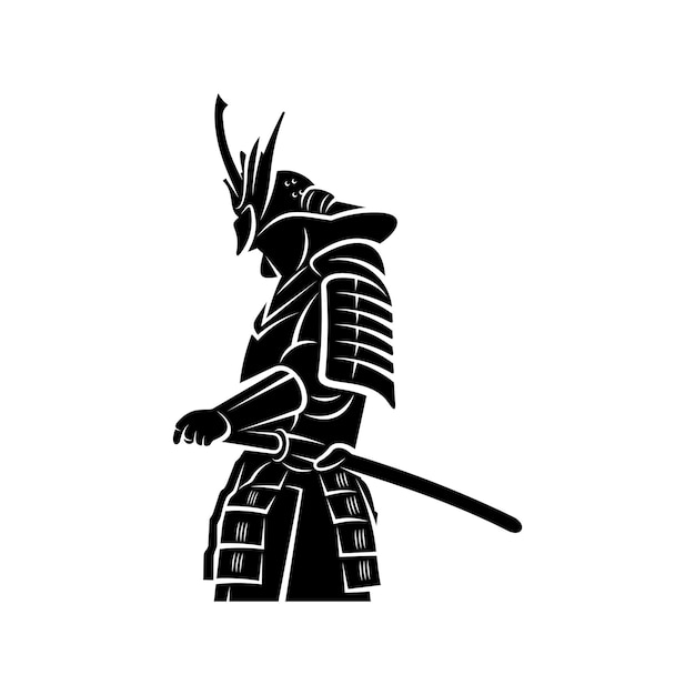 Samurai krijger Logo Design Vector silhouet van Samurai sjabloon illustratie