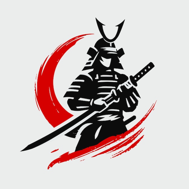 Vettore logo dei samurai giapponese