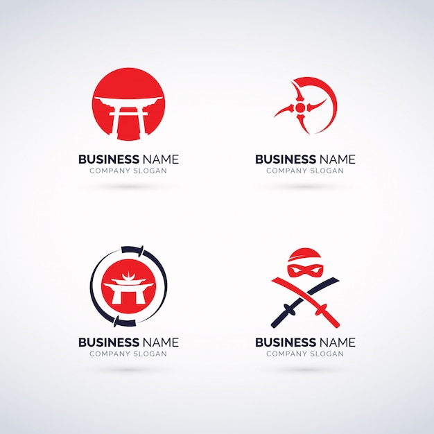 Vector samurai logo set