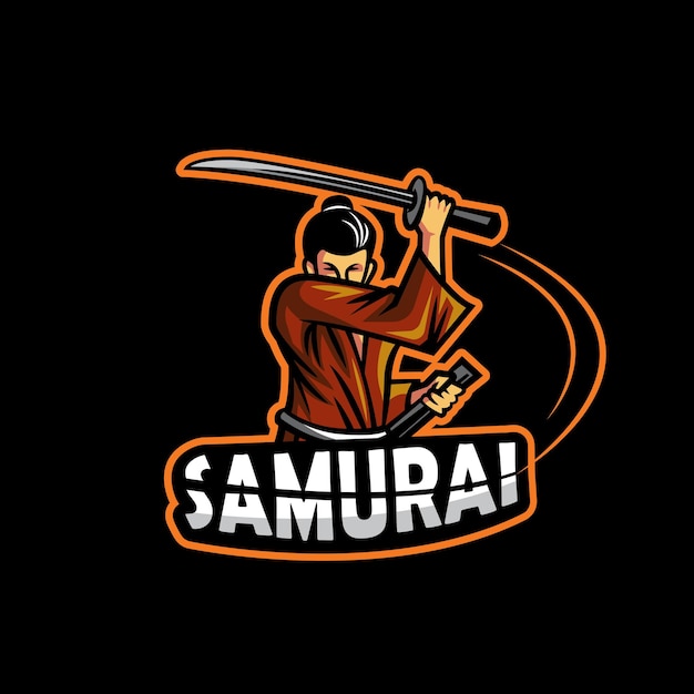 Vettore logo mascotte samurai per esport e marchio con contorno