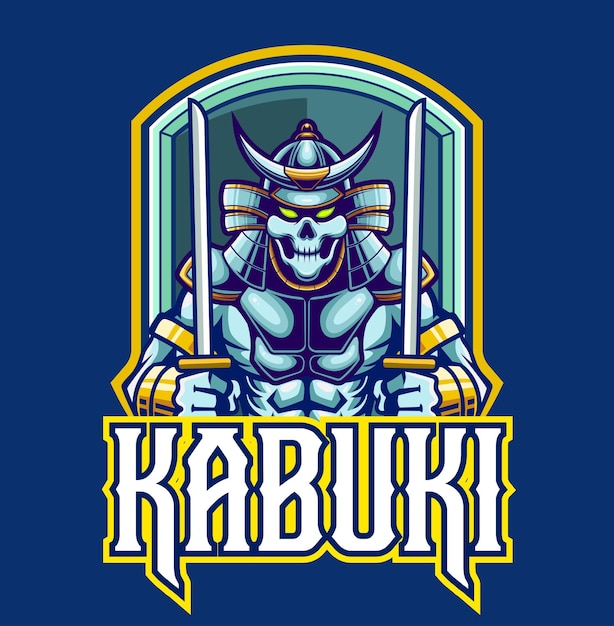 Kabuki mascot esport logo design, Stock vector