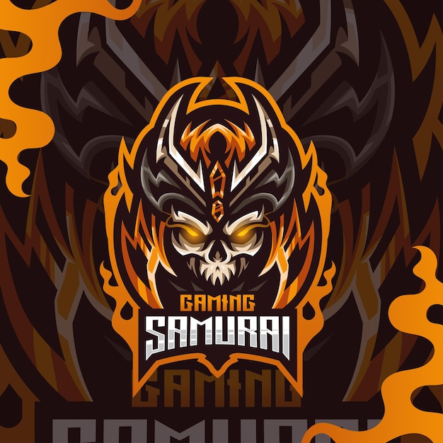 Modello di logo mascotte samurai vettore premium