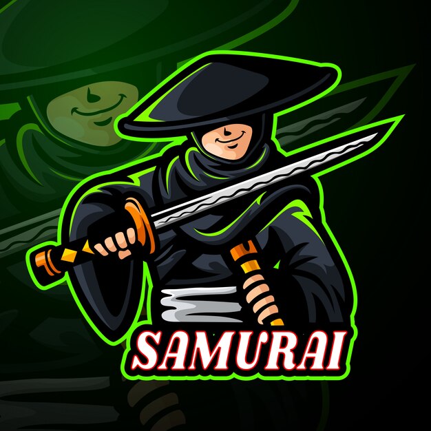 Samurai mascotte esport logo ontwerp