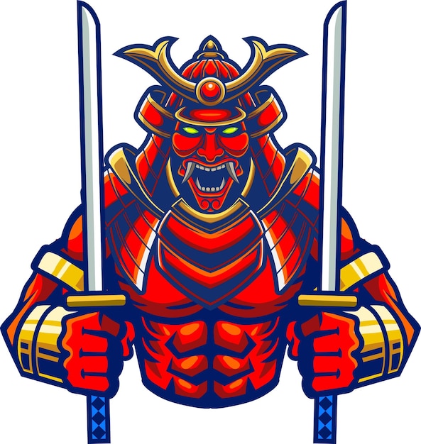 Samurai mascotte logo sjabloon voor esport en sportlogoteam