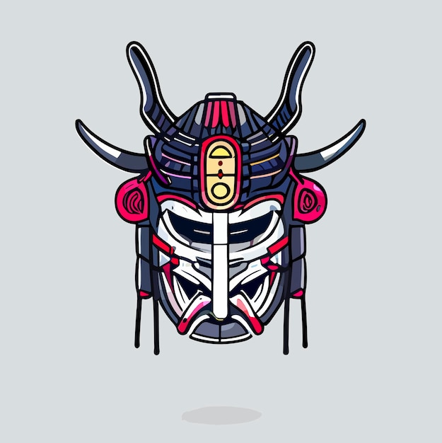 Samurai mask flat design samurai mask vector icon illustration