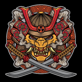 Tatuaggio tradizionale maschera samurai