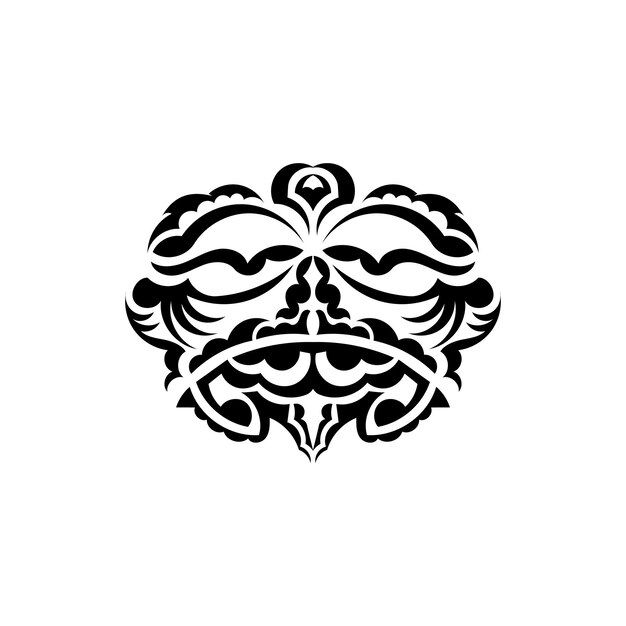 Samurai mask Traditional totem symbol Black tattoo in the style of the ancient tribes Isolated on white background Vector illustration