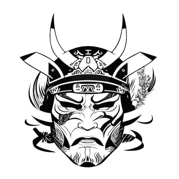 A samurai mask with a helmet and a helmet with the word samurai on it.