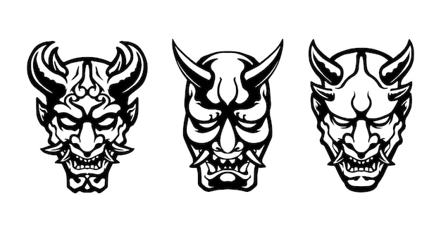 samurai masker set illustratie