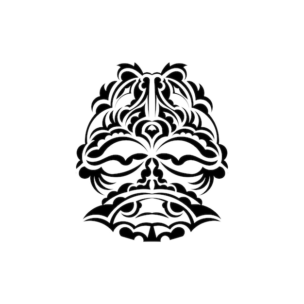 Samurai-masker traditioneel totemsymbool zwarte tribale tatoeage geïsoleerd op een witte achtergrond vectorillustratie