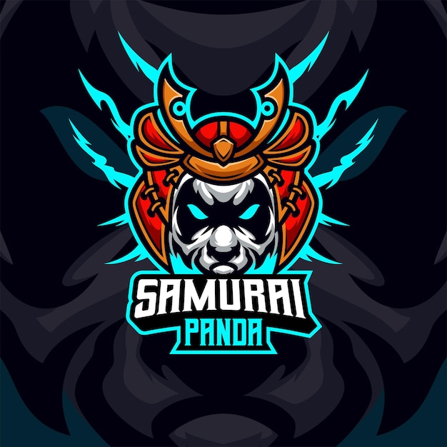 Samurai masscot logo esport illustration premium vector