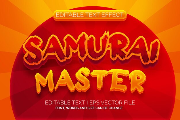 самурай мастер игра мультфильм 3d редактируемый текстовый эффект