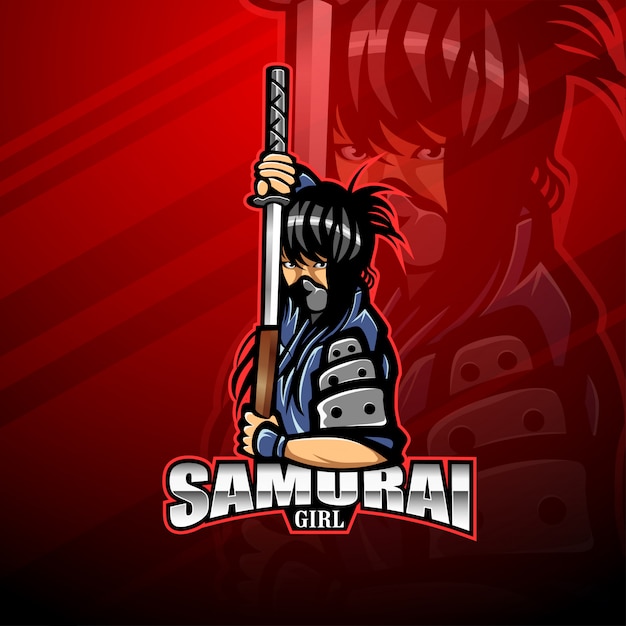 Samurai meisje esport mascotte logo