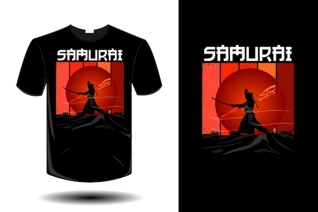 Samurai mockup retro vintage design