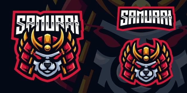 Samurai panda gaming mascot logo template for esports streamer facebook youtube