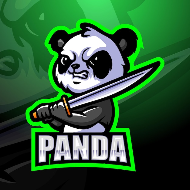 Vettore illustrazione della mascotte del panda samurai