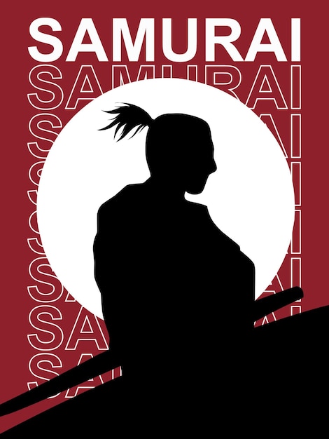 Samurai plat ontwerp silhouet