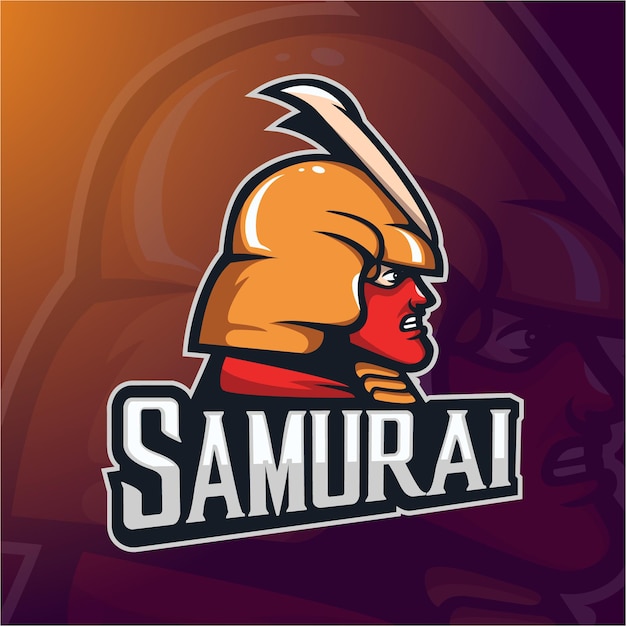 Samurai Pro speler esport gaming mascotte logo sjabloon Premium Vector