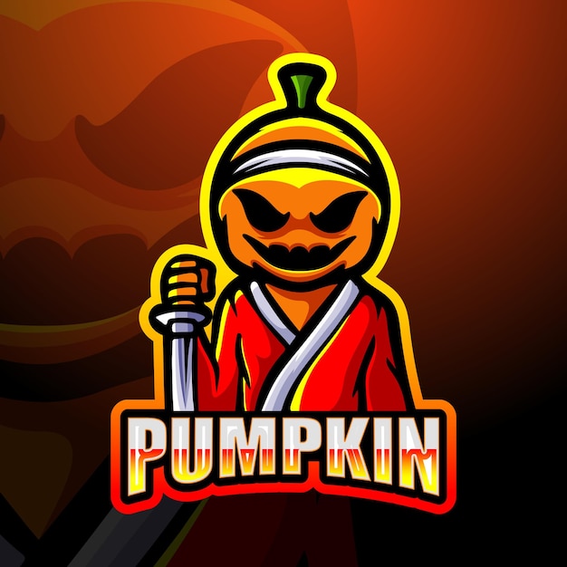 Samurai pumpkin mascot esport illustration