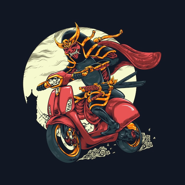 Samurai riding illustration