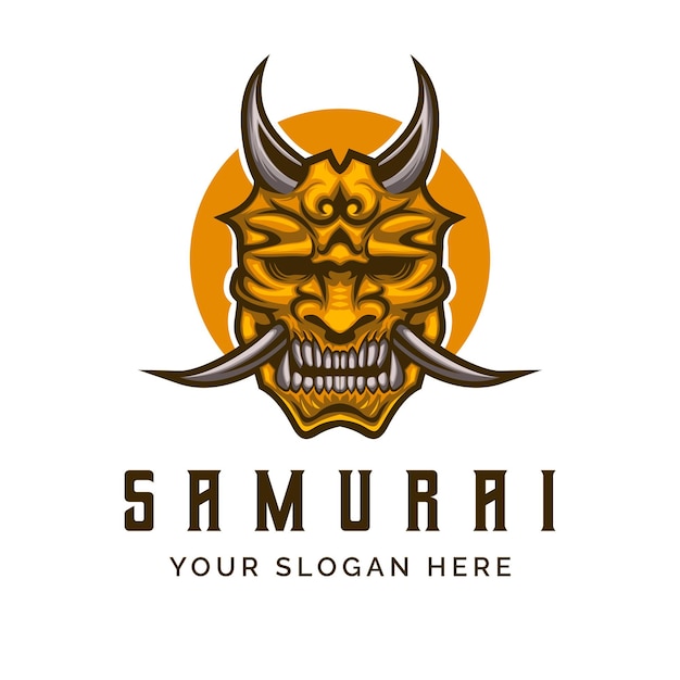 Samurai Ronin gezichtsmasker Logo pictogram symbool Vintage sjabloon