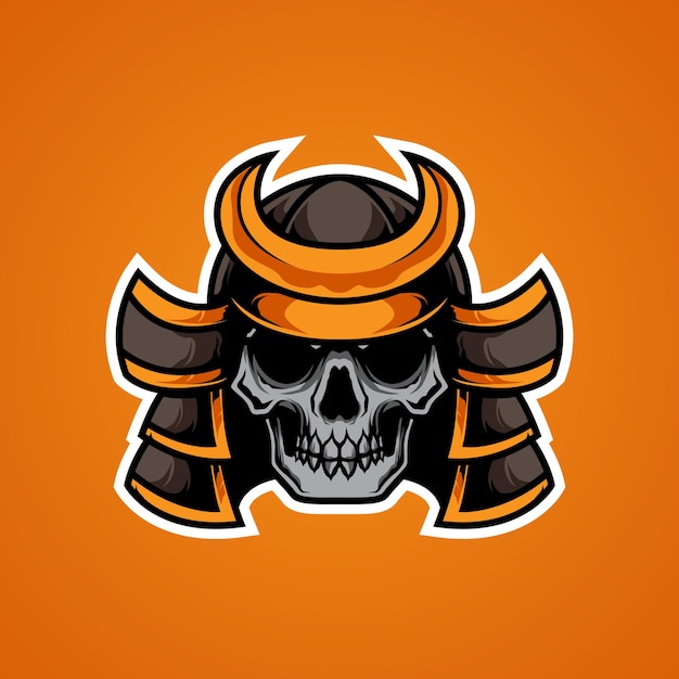 Vector samurai schedel hoofd halloween e sport logo