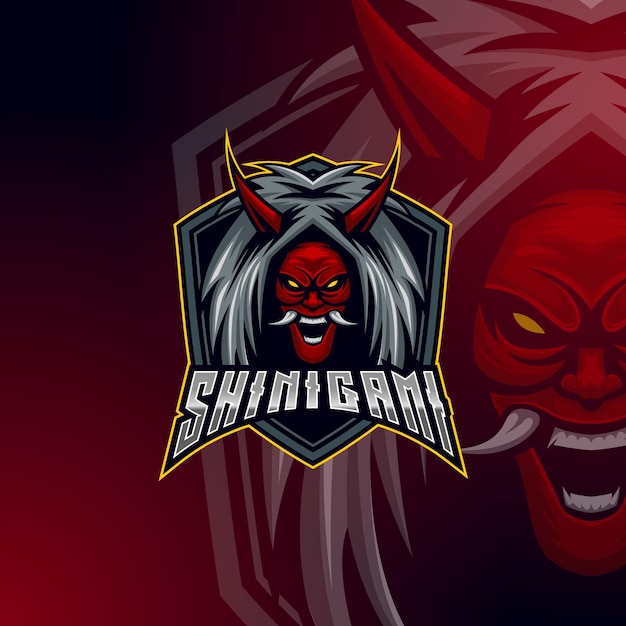 Samurai shinigami esport logo design template