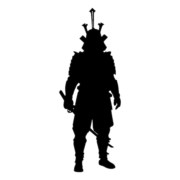 samurai silhouet geïsoleerd zwart op witte achtergrond vector illustratie