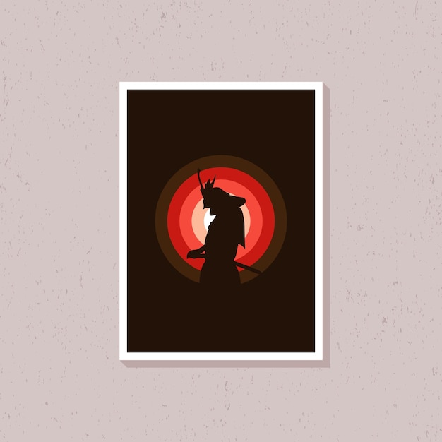 Samurai silhouette illustration design for posters and home wall decoration